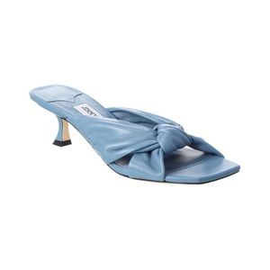 Jimmy Choo Avenue 50 Nappa Leather Knotted Mules Smoky Blue